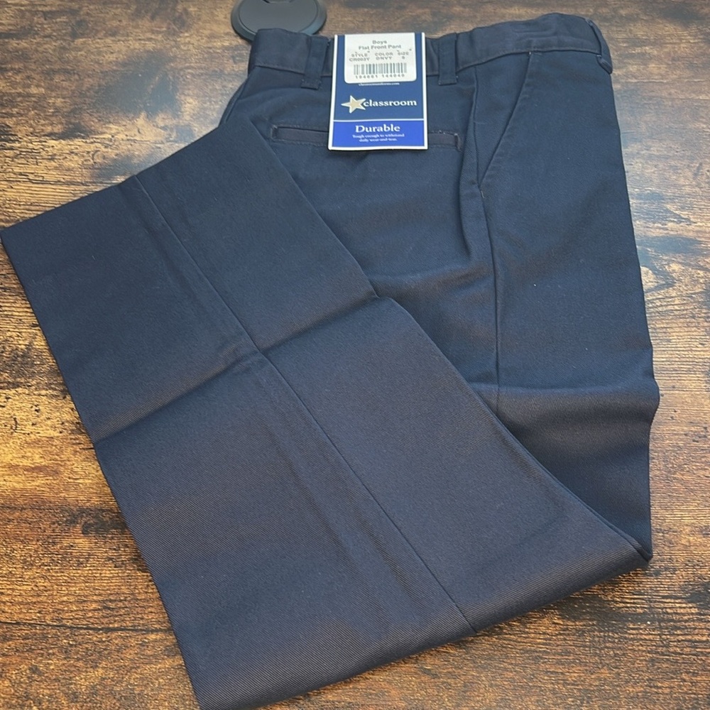 NWT boys size 8 school uniform navy blue school pants flat front